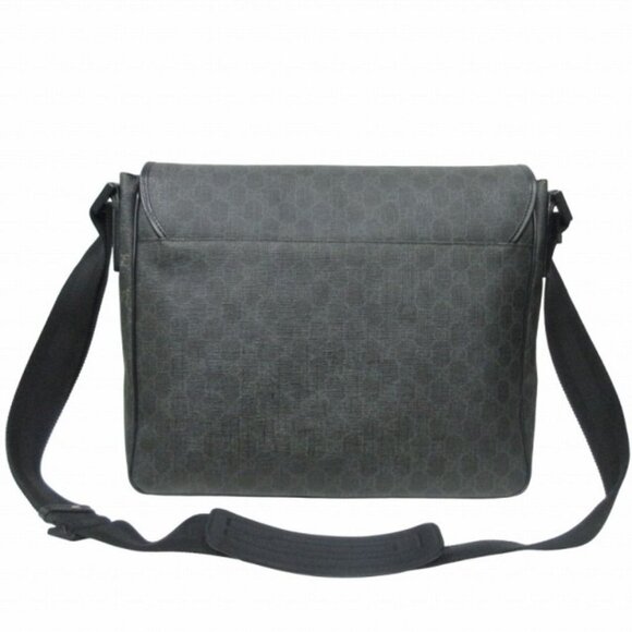 Authentic Gucci GG Plus Large Crossbody Bag Messenger Web Canvas Black Mens - Picture 6 of 10